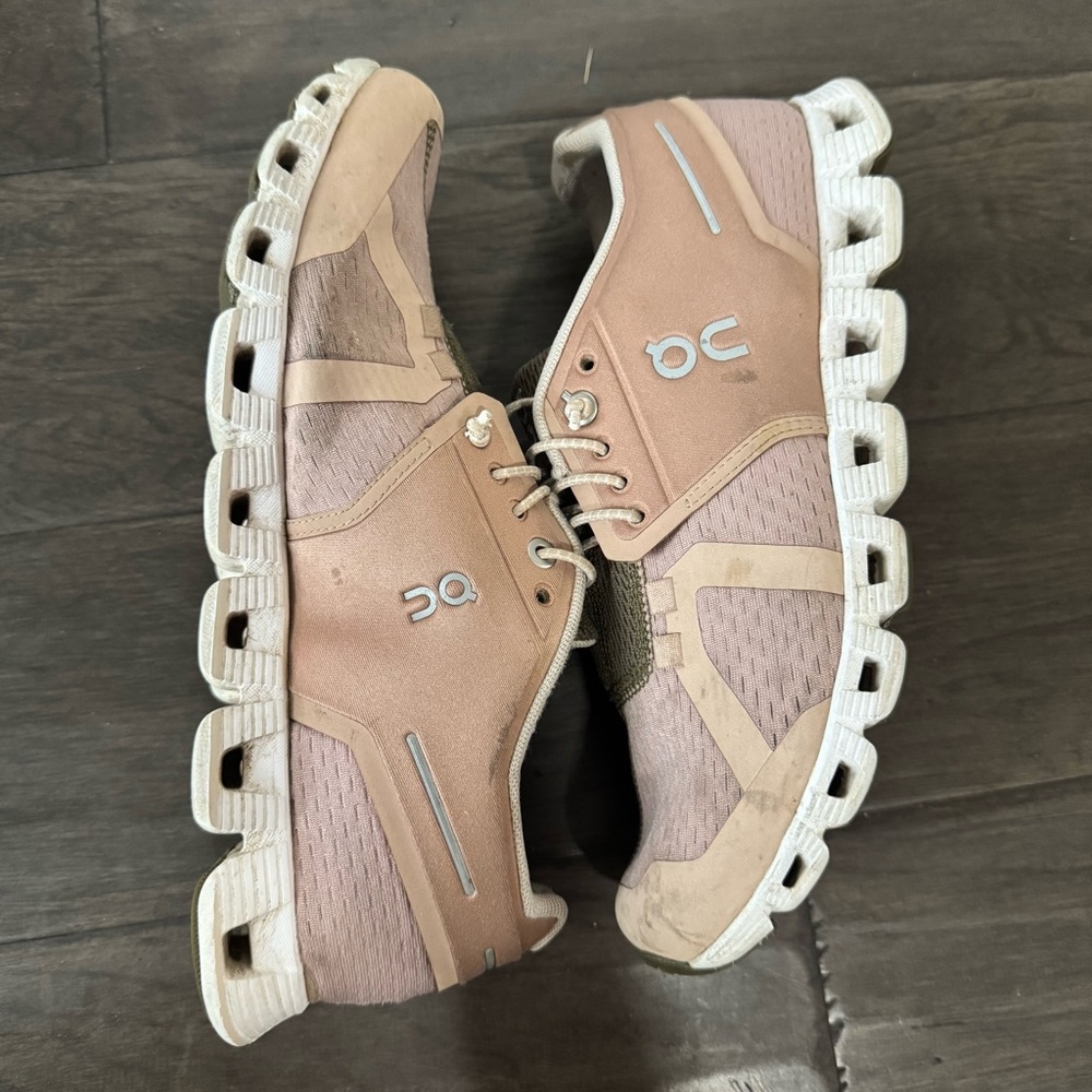 On Running Women's Athletic Shoes in Pink and Olive - Picture 8 of 8